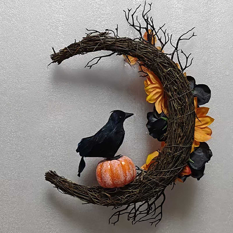 Couronne d'Halloween orange et noire