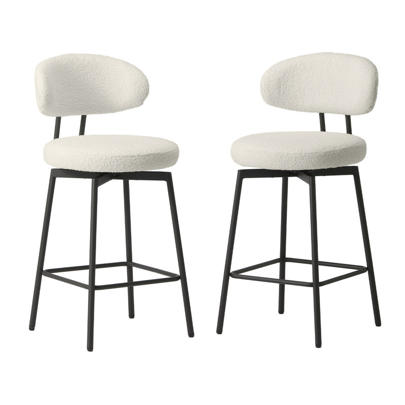 Tabouret de comptoir pivotant 27 po Bayville, Crème, crème