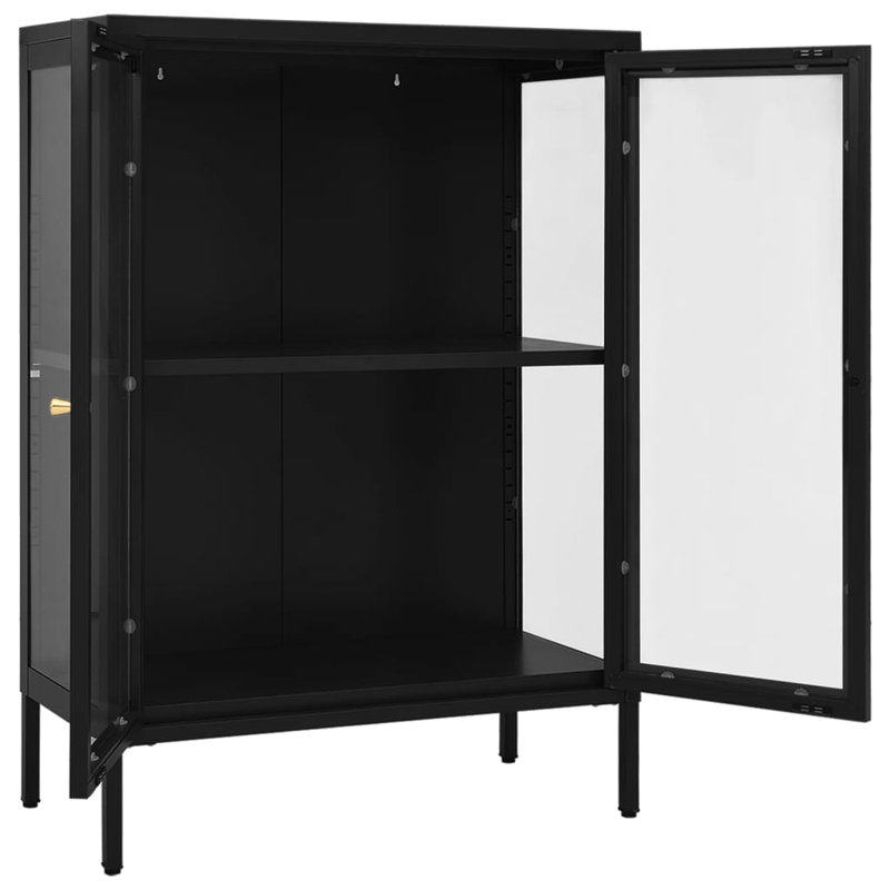 Sideboard Black Powder-coated steel Medium Adjustable Feet, 105cm H x 75cm W x 35cm D, Black
