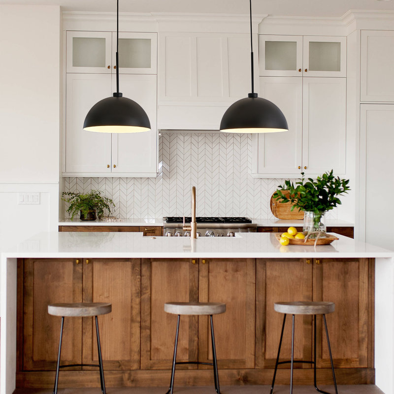 Lustre linéaire moderne de 41 po, luminaire pour îlot de cuisine 2 lumières, luminaire suspendu en dôme pour salle à manger