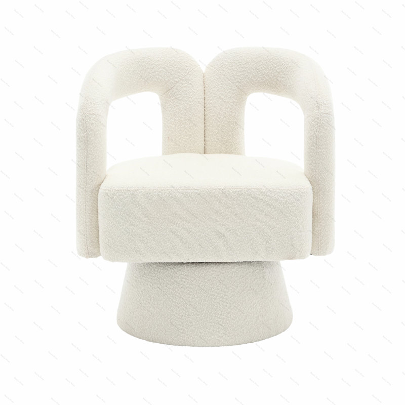 Accent Swivel Armchair Barrel Chair,Accent chair,Reading chair with 360-degree rotation, Beige Boucle