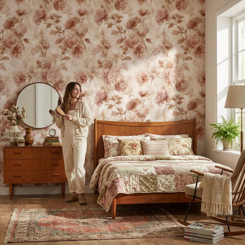 Papier peint floral traditionnel classique