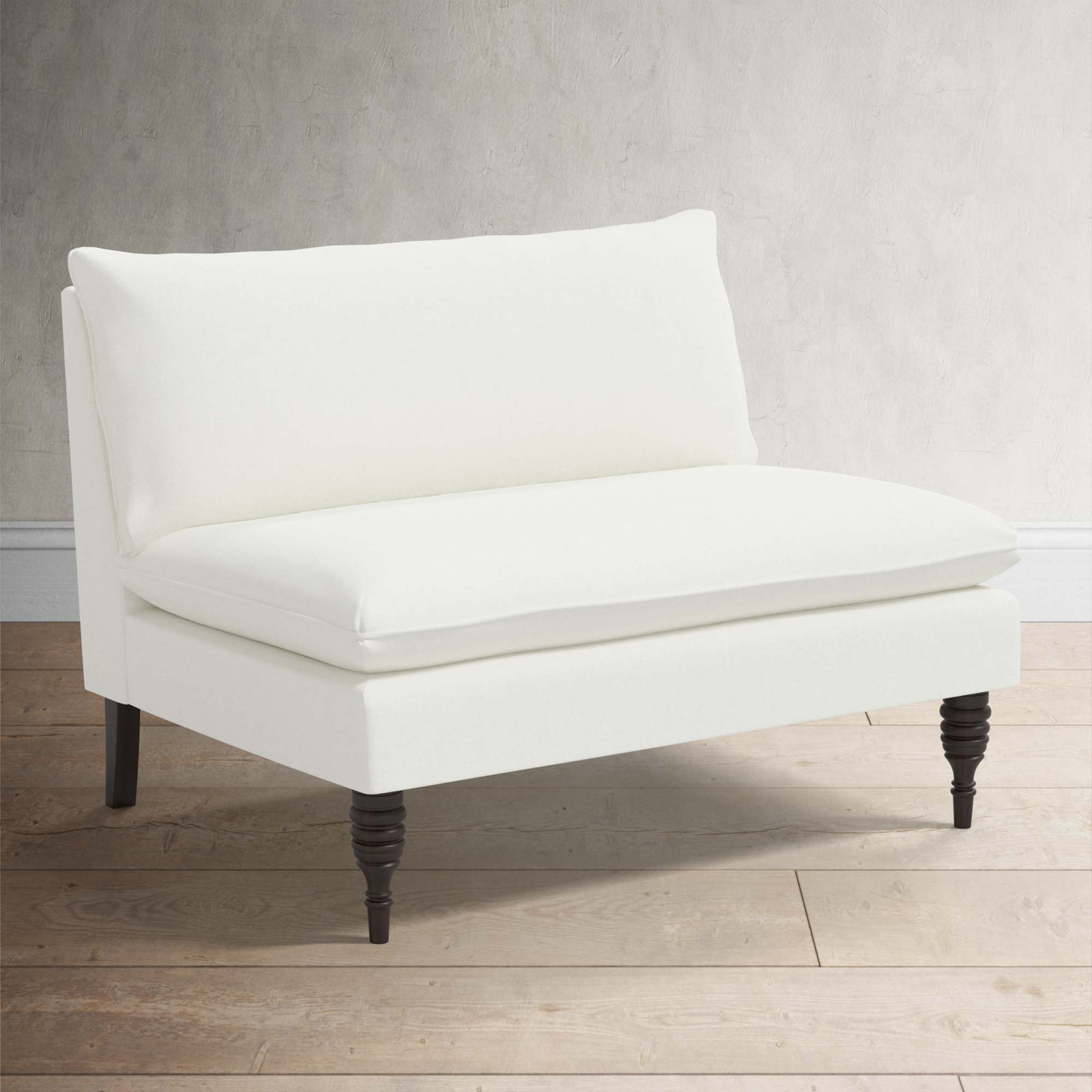 Varick 47'' Upholstered Settee, Zuma White Textured Linen