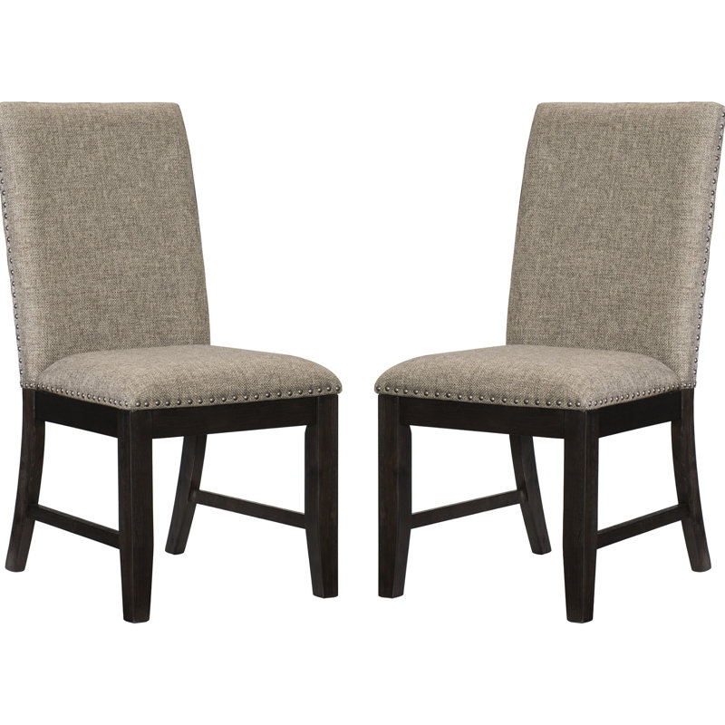 De 2 chaises d'appoint de salle à manger brun rustique, placage de chêne, revêtement en tissu, 24,91 po Profondeur du produit: chaises 2, structure en bois, poids de 48 lb