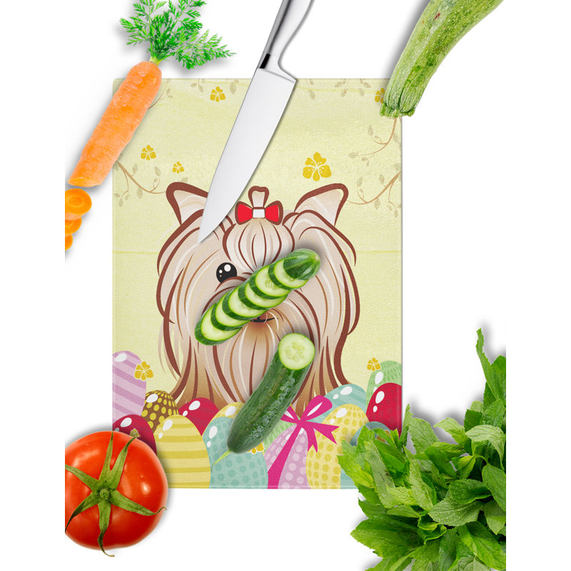 Planche à découper en verre trempé à caroline de pâques, Yorkshire Terrier Yorkie