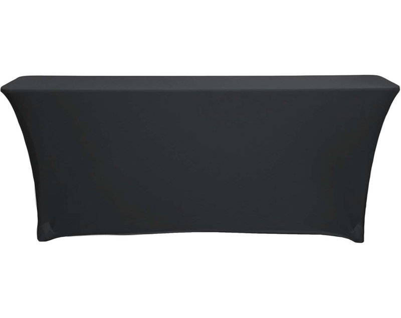 Spandex 6 Ft X 18 Inches, Narrow Classroom Open Back Rectangular Training Stretch Tablecloth, Black