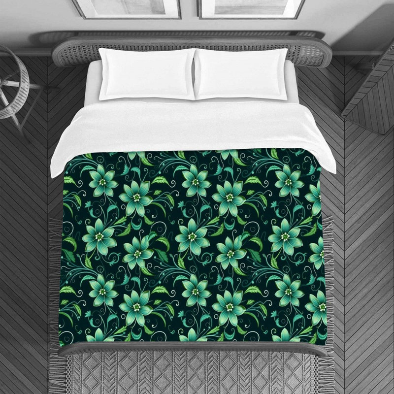 Literie , Housse de couette pour lit simple, Noir/vert