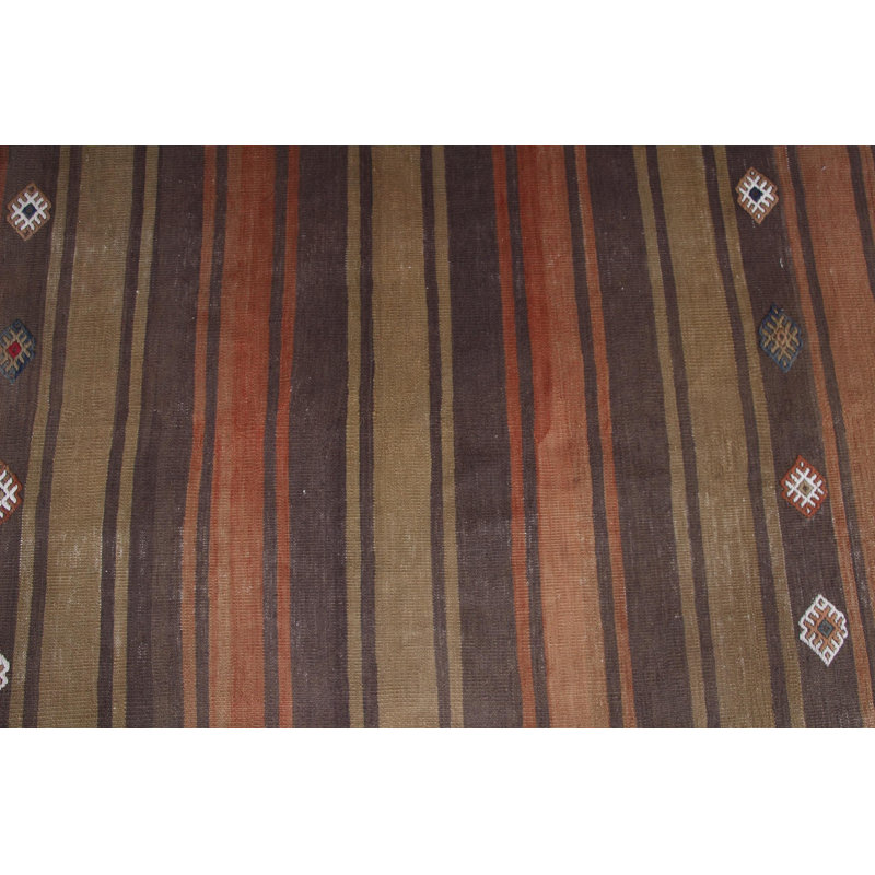 Tapis turc rétro vintage vert Kilim avec des motifs complexes, idéal pour la décoration d'escalier et les décorations de chambre