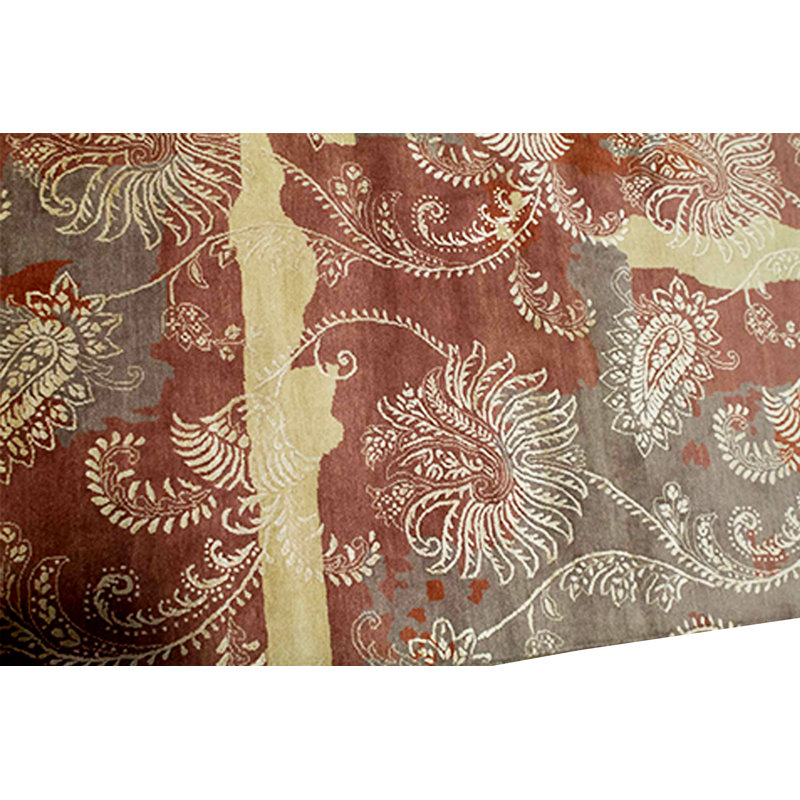 Damask Area Rug in Red