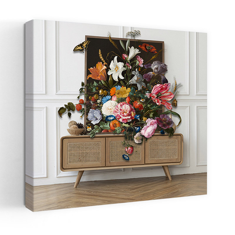 Art contemporain, art floral contemporain surréel, H 32 po x l 32 po