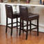 Tabouret de bar en cuir brun avec structure en bois massif (ensemble de 2)