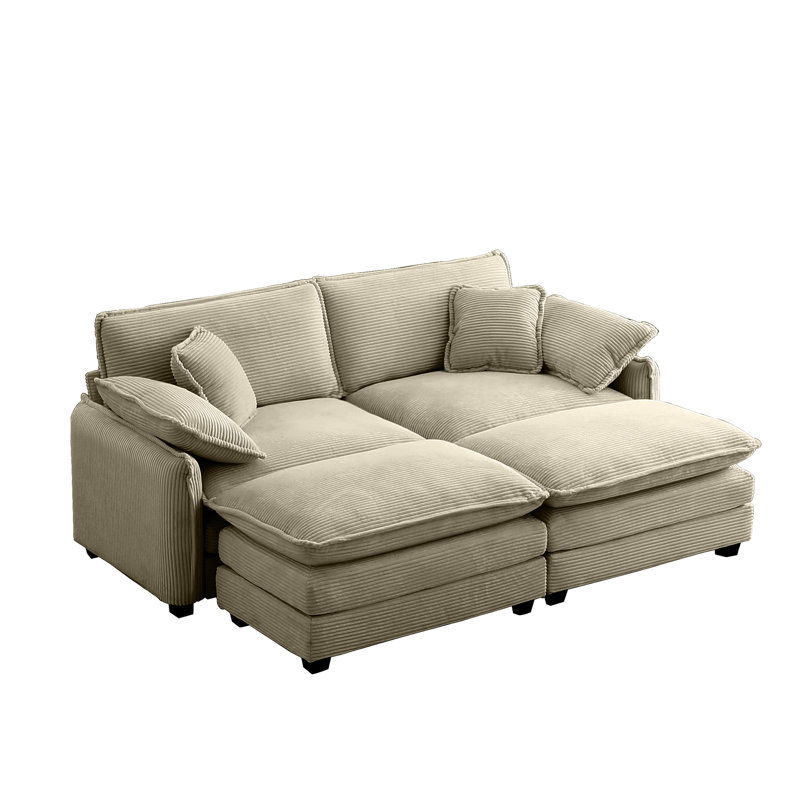 Kadeija Corduroy U-Shaped Sectional Reversible, Khaki Corduroy