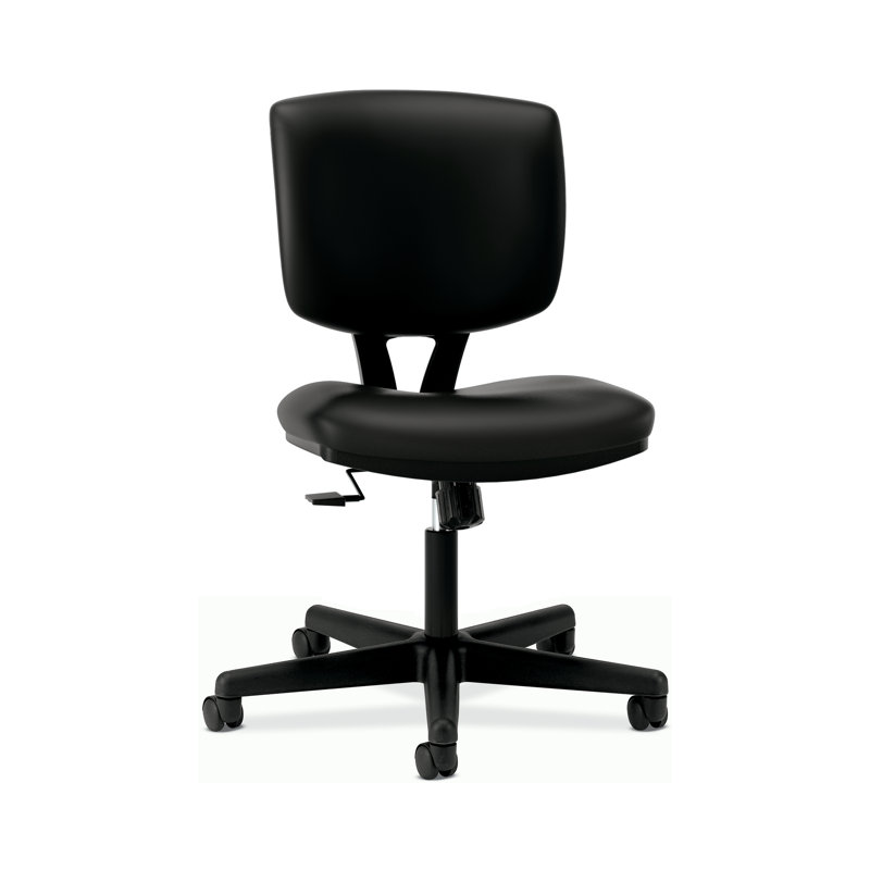 ErgoFlex Black Leather Swivel Task Chair with Lumbar Support