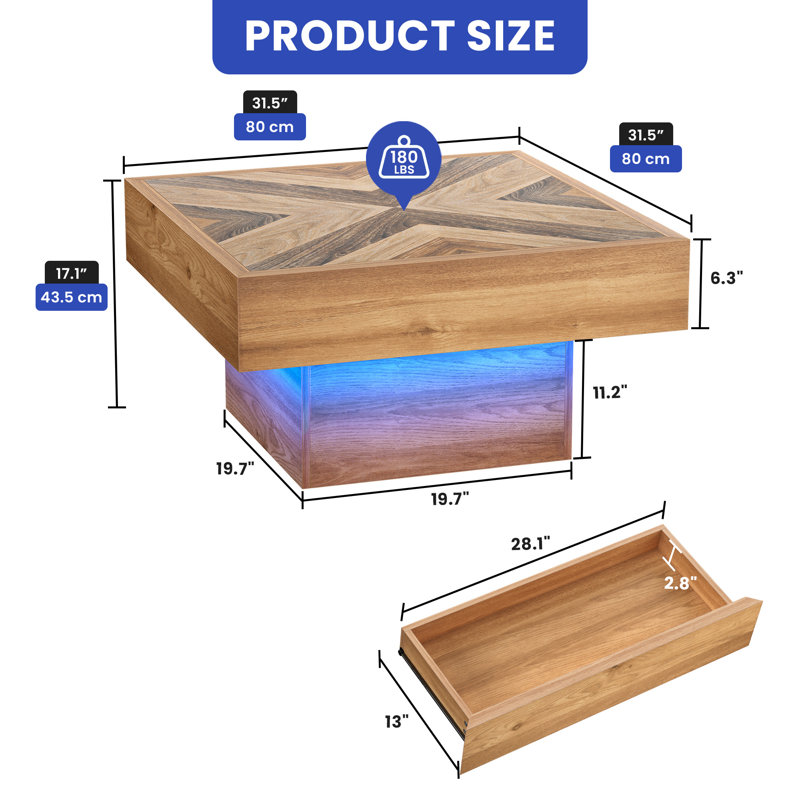 Modern Farmhouse Hasancan Coffee Table with Storage and Drawers, Natural