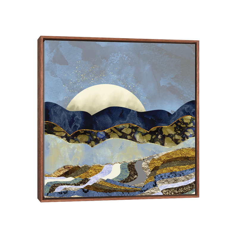 Firefly Sky - impression d'art graphique, H 37 po x l 37 po x P 1,5 po, Toile avec cadre en bois brun classique, Pas de tapis