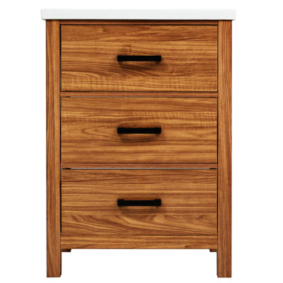 Kalin 24'' Bathroom Vanity With Ceramic Basin Sink, Modern Bathroom Storage Cabinet With 3 Drawers, Freestanding Bathroom Vanity Cabinet With Single Sink