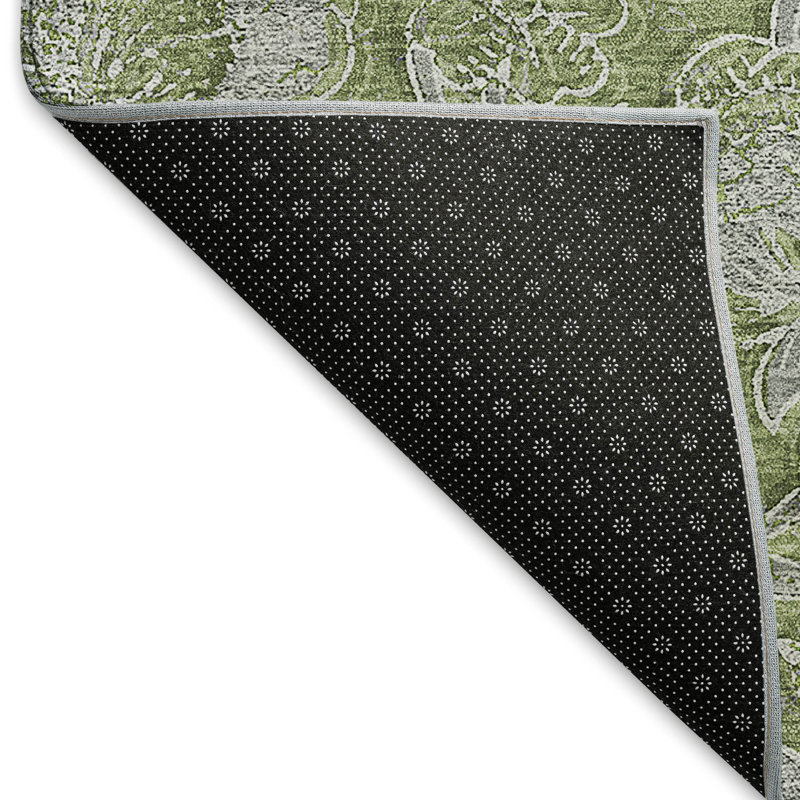 Tapis olive Prisco lavable à la machine de qualité supérieure, Rectangle 2 pi 6 po x 3 pi 10 po