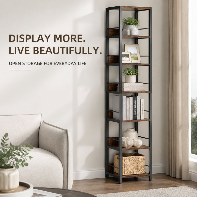 75" 6-Tier Corner Bookcase
