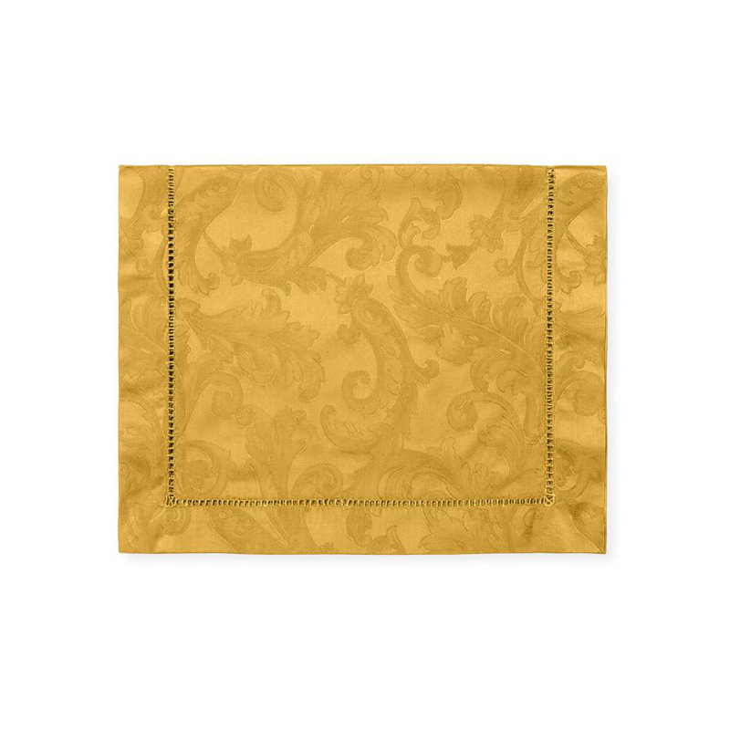 Acanthus Handmade Floral Table Runnner, Gold, 72" L x 15" W