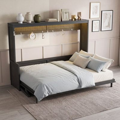 Murphy Bed with Desk, USB Charging Station and LED Lights