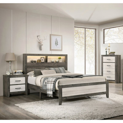 1pièce table de chevet finition bicolore commode rangement de chevet deux tiroirs poignée en métal gris beige