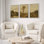 «Vintage Country House Meadow Landscape», reproduction d'art sur toile encadrée, 3 pièces
