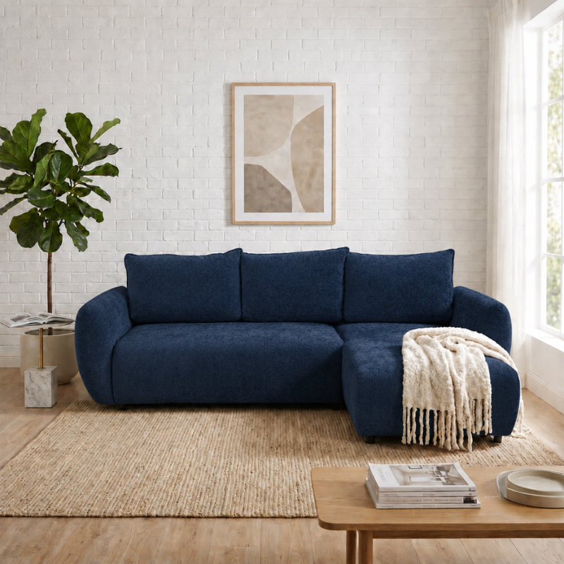 Sectional, Right Hand Facing Corner Sofa, Blue FLOW 22