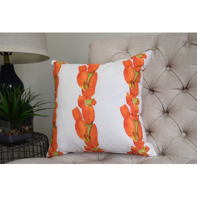Sunset Tulip Floral Reversible Throw Pillow