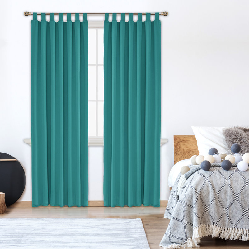 Blackout Curtain Pair, Turquoise, 140 W x 175 D cm