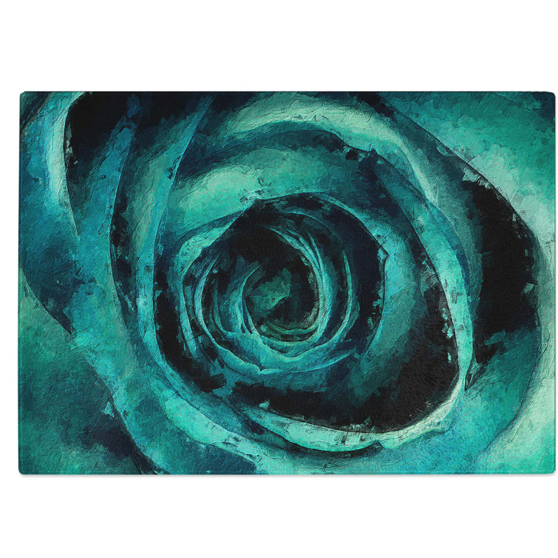Tempered Glass a Rose Chopping Board, 28.5 cm W x 20 cm L