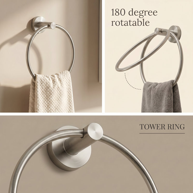 Radius 4-Piece Bathroom Hardware Set in Brushed Nickel, Brushed Nickel
