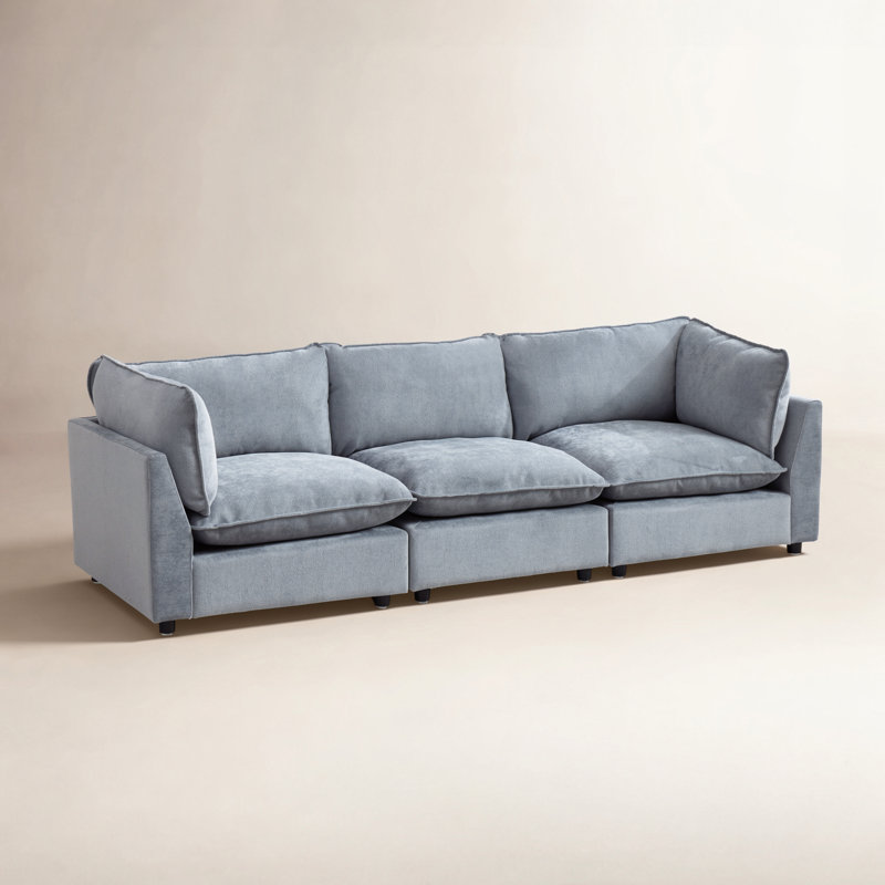 Eagan 106.38” W Oversized 3-Seater Modular Sofa, Blue Chenille