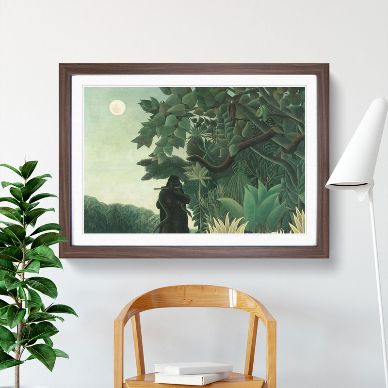 The Snake Charmer by Henri Rousseau - Framed Print, Walnut Framed, 36cm H x 48cm W x 2cm D