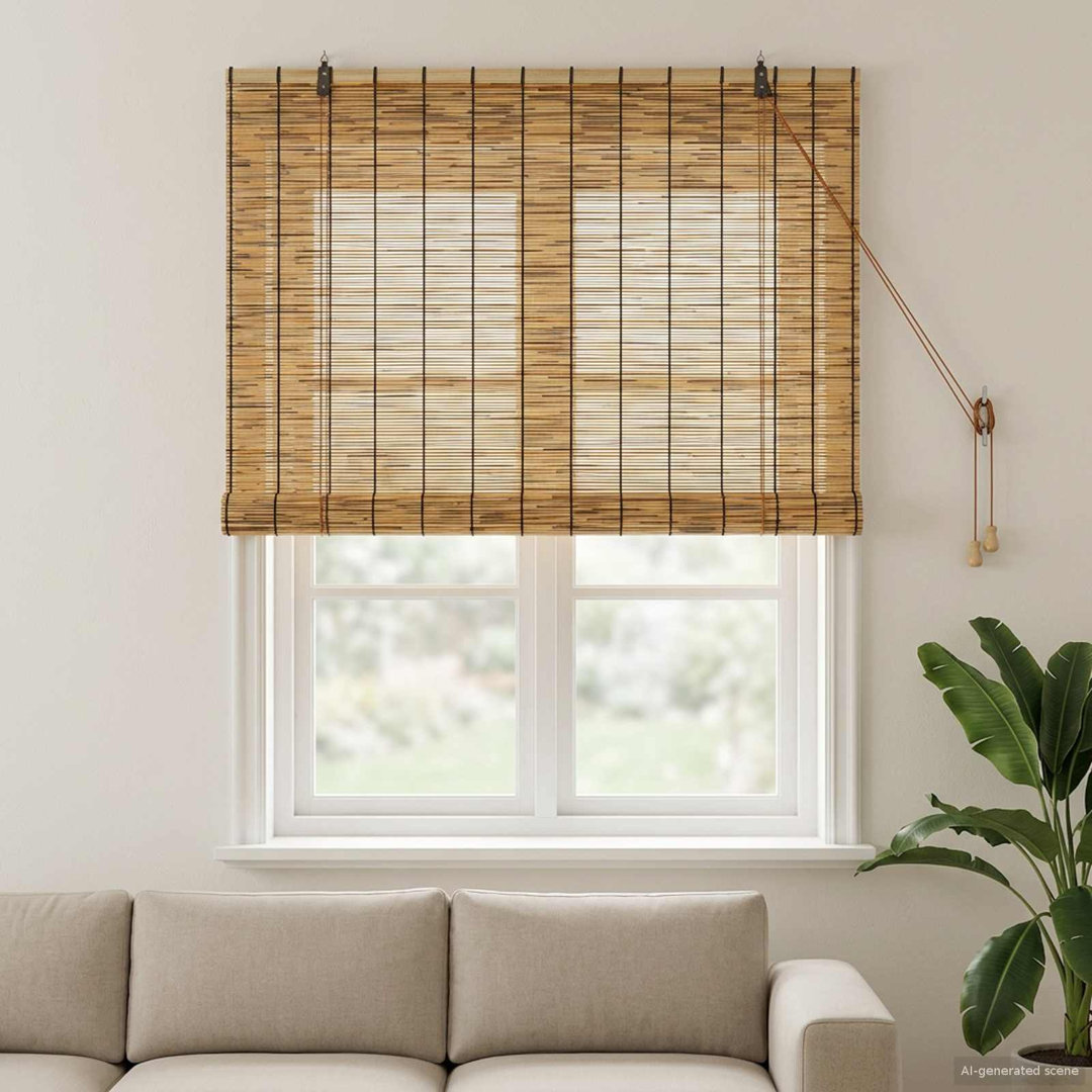 Roller Blind Adjustable Reed Light Filtering Curtain Shade UV Resistant