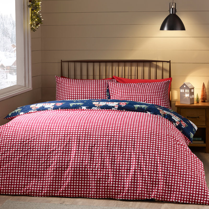 Christmas Ski Village Reversible Duvet Cover Set, Super King Duvet Cover + 2 Standard Pillowcases