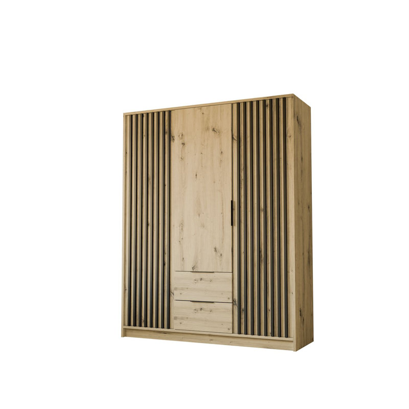 Pacursa 3 Door Manufactured Wood Wardrobe, Beige/Black