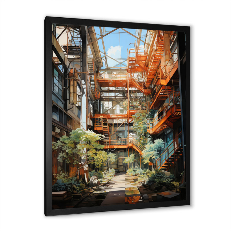 Gambrines Factories Industrial Harmony III, reproduction d'art sur toile, Cadre photo noir, H 20 po x l 12 po x P 1 po