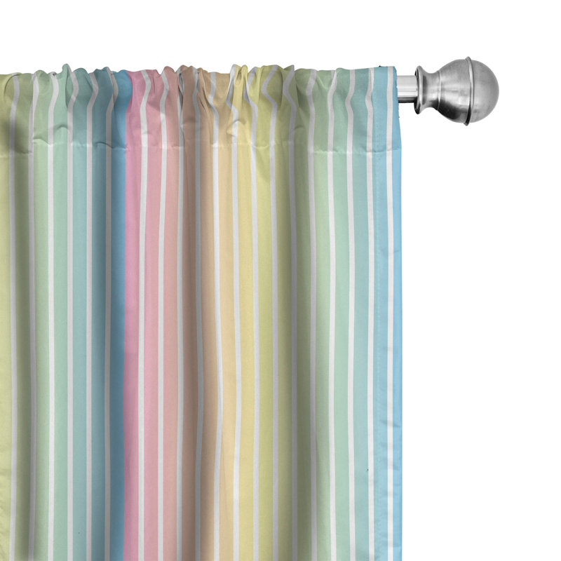 Pinstripe Striped Semi-Sheer Rod Pocket Curtain Panels, 28" x 63"