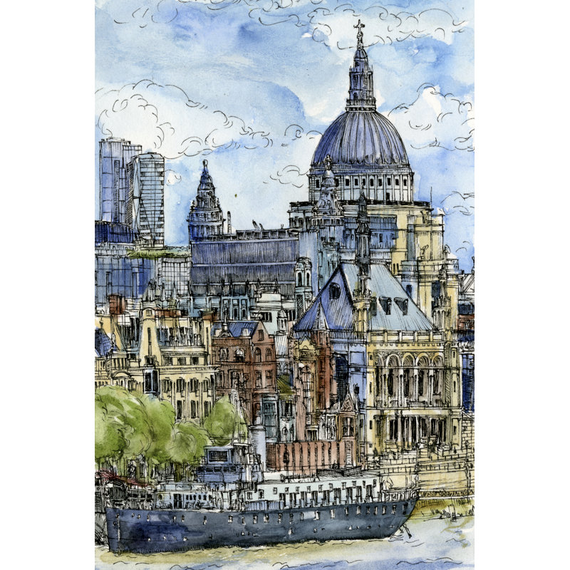 City Scene X - Painting, 122 cm H x 81 cm W, Wrapped Canvas