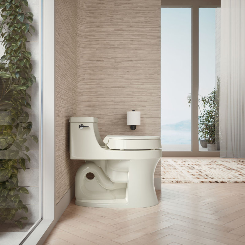 Hyten Elevated Quiet-Close Round-Front Toilet Seat, Almond