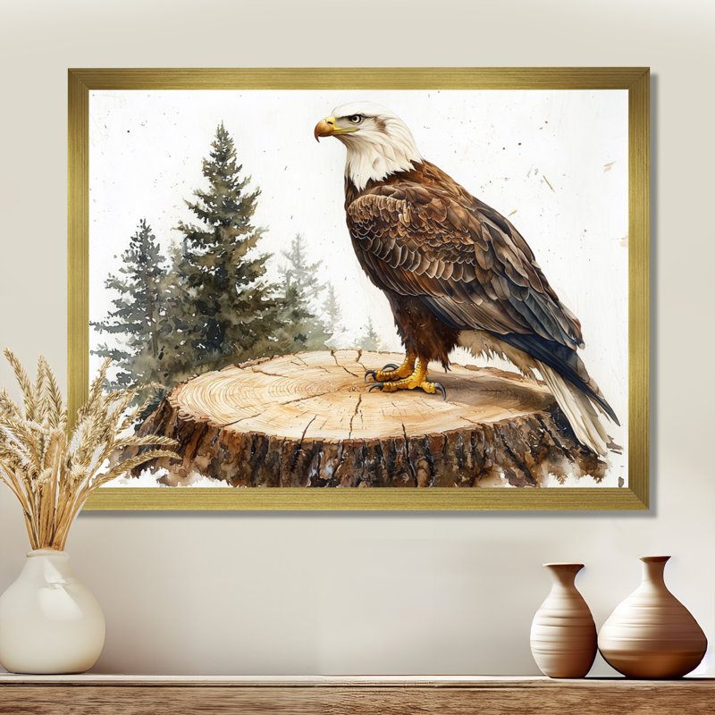 Gillean Eagle Silent Vigil In Summer - Eagle, art mural, Reproduction encadrée d'une seule photo, H 24 po x l 32 po, Doré