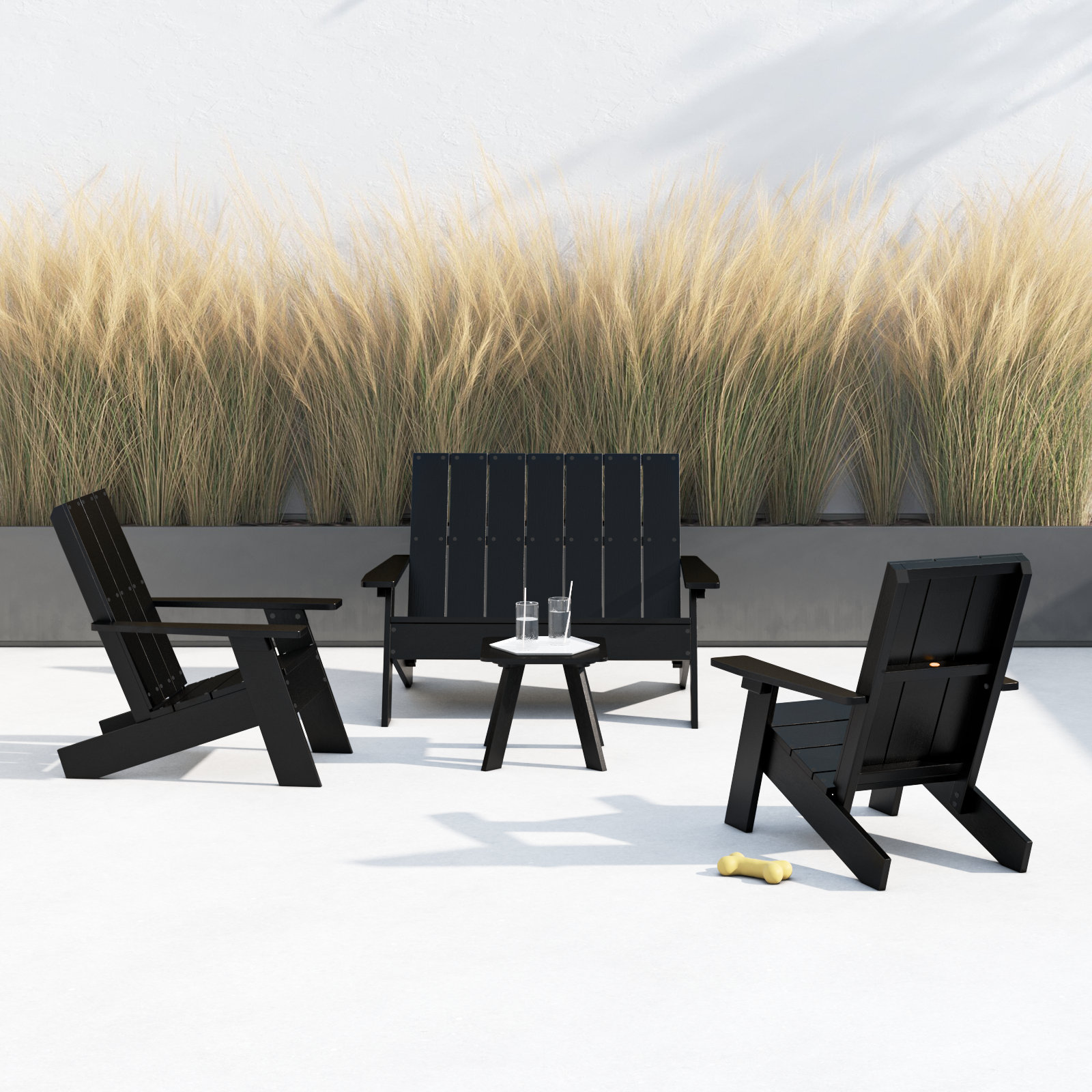 Byrnes 4 - Person Patio Conversation Set, Black