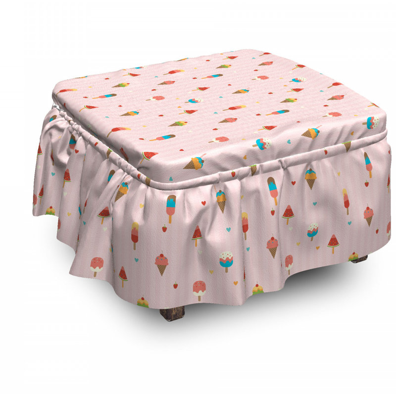 Ensemble de housse pour repose-pieds à coussins carrés 2 pièces ice crème