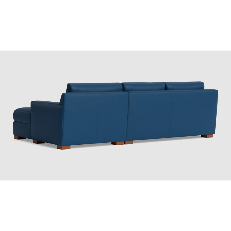 Catalina Chaise Sectional, Right Hand Facing, Leather - Deep Blue