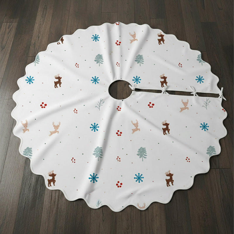 Christmas Elements Pattern Tree Skirt-54" Diameter