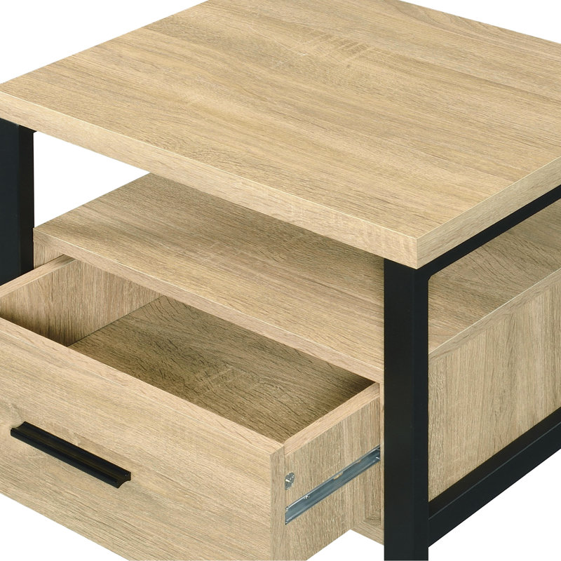 Yawan Oak & Black Finish Accent Table