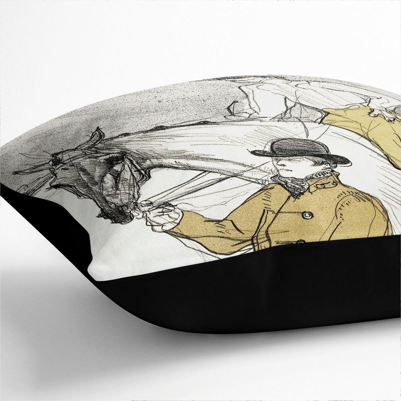 Jockey Going To The Post Square Throw Cushion, Black, 40cm H x 40cm W x 15cm D