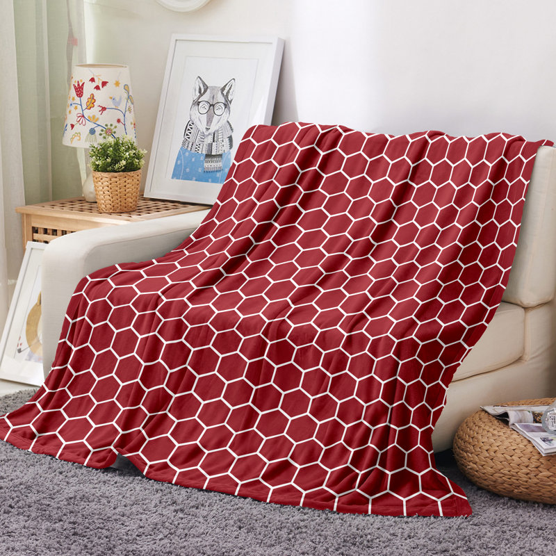 Jeté ultra moelleux ultra doux en nid d'abeille, Rouge