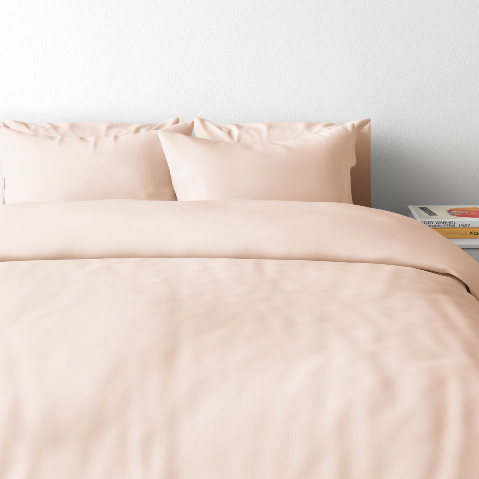 Kandice Cotton Percale Duvet Cover Set, Blush, King Duvet Cover + 2 Shams