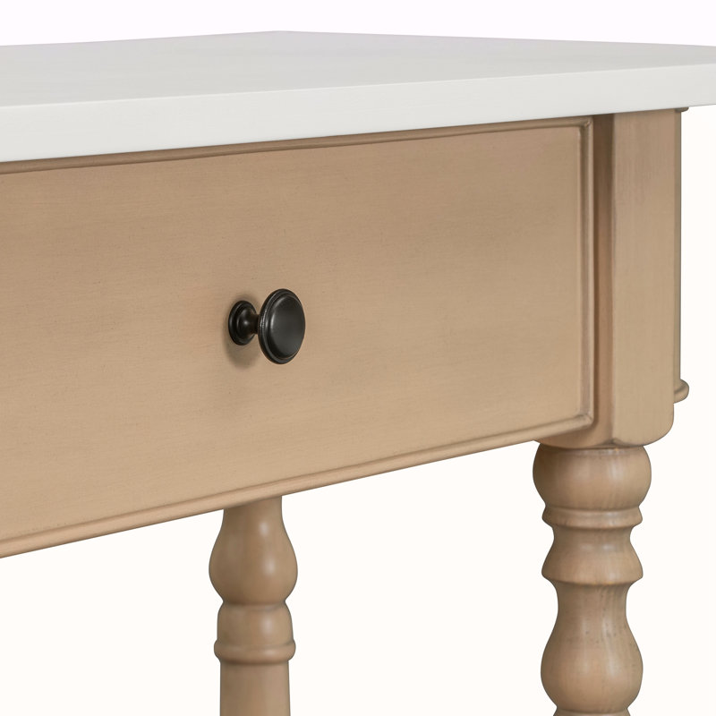 Console étroite avec coin incurvé, Beige, Blanc